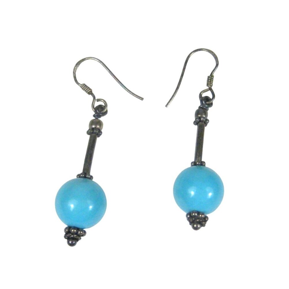 Glass Beaded Dangle Earrings Sterling Silver 925 Hooks